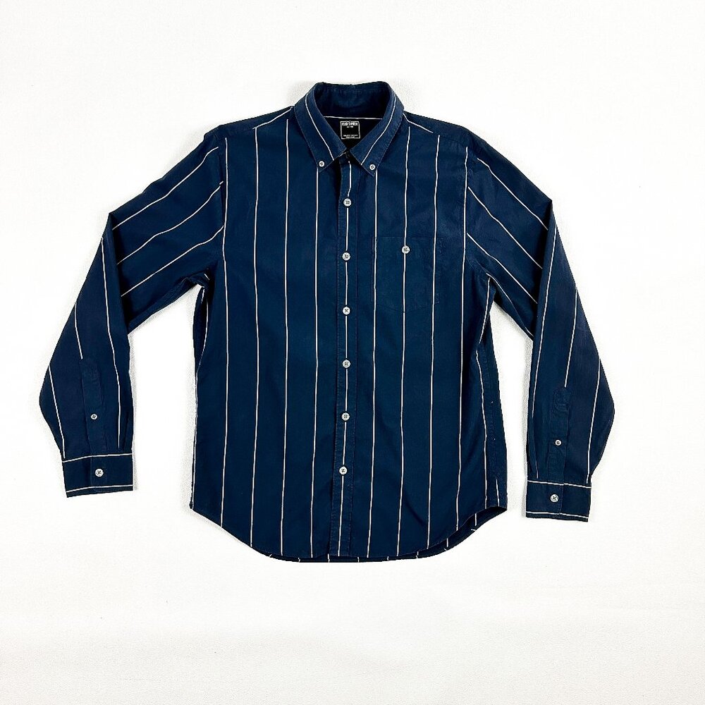 Todd Snyder New York Navy And White Stripe Long Sleeve Men's Size Medium Shirt